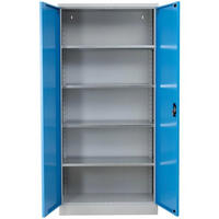 STAHLSCHRANK Bee mit 6 verzinkten Fachböden 195x120x60 cm Korpusfarbe Lichtgrau Frontfarbe Lichtblau - Hellblau, Metall (120/195/60cm)