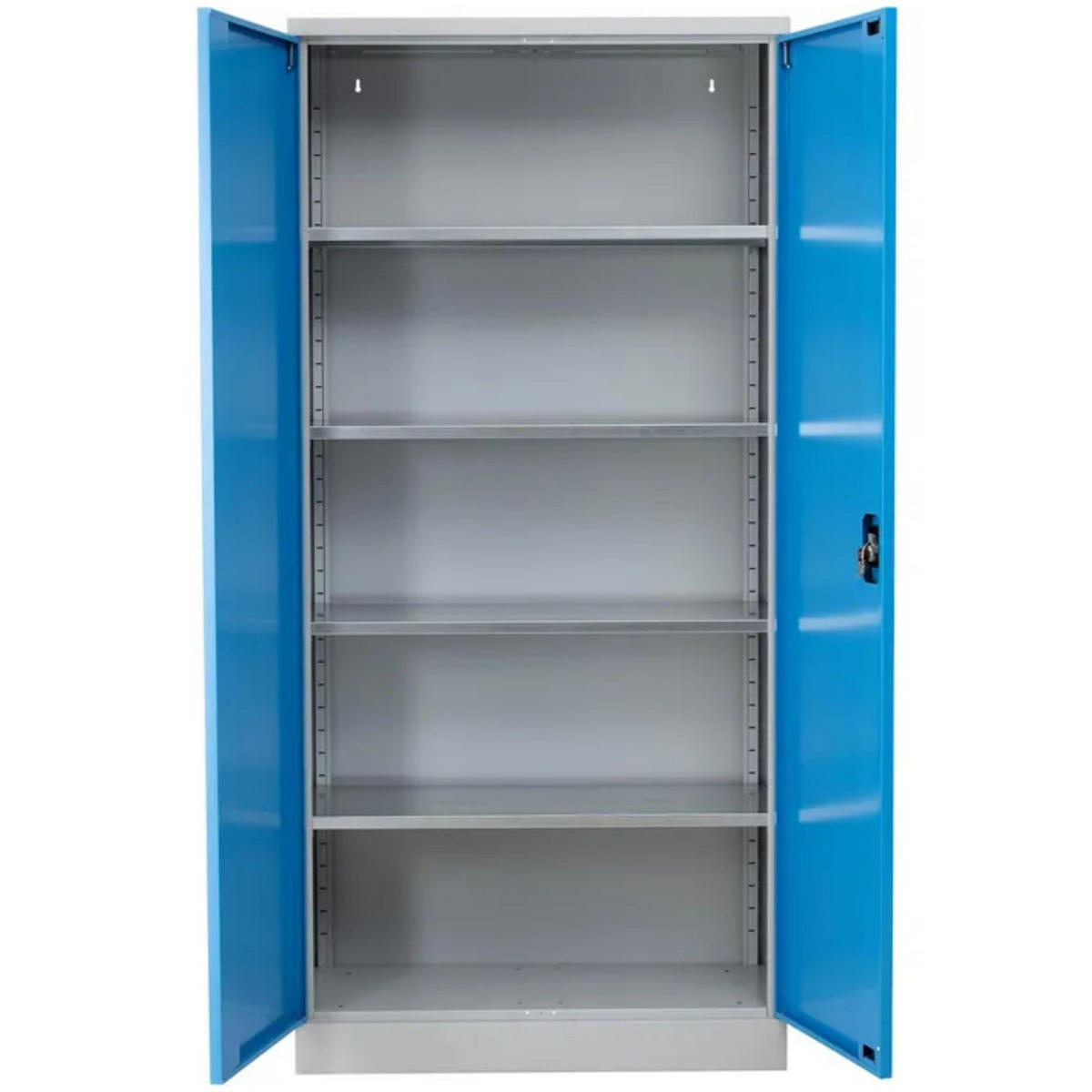 STAHLSCHRANK Bee mit 6 verzinkten Fachböden 195x120x60 cm Korpusfarbe Lichtgrau Frontfarbe Lichtblau - Hellblau, Metall (120/195/60cm)