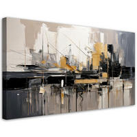 LEINWANDBILD Stadt Abstraktion Gold 80x40cm - Beige, Textil (80/40cm) - Feeby