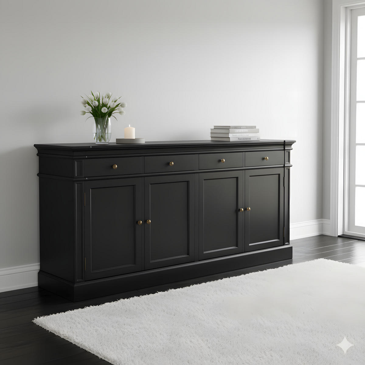 SIDEBOARD antik schwarz - Schwarz, Holz (186/86/45cm) - ebuy24