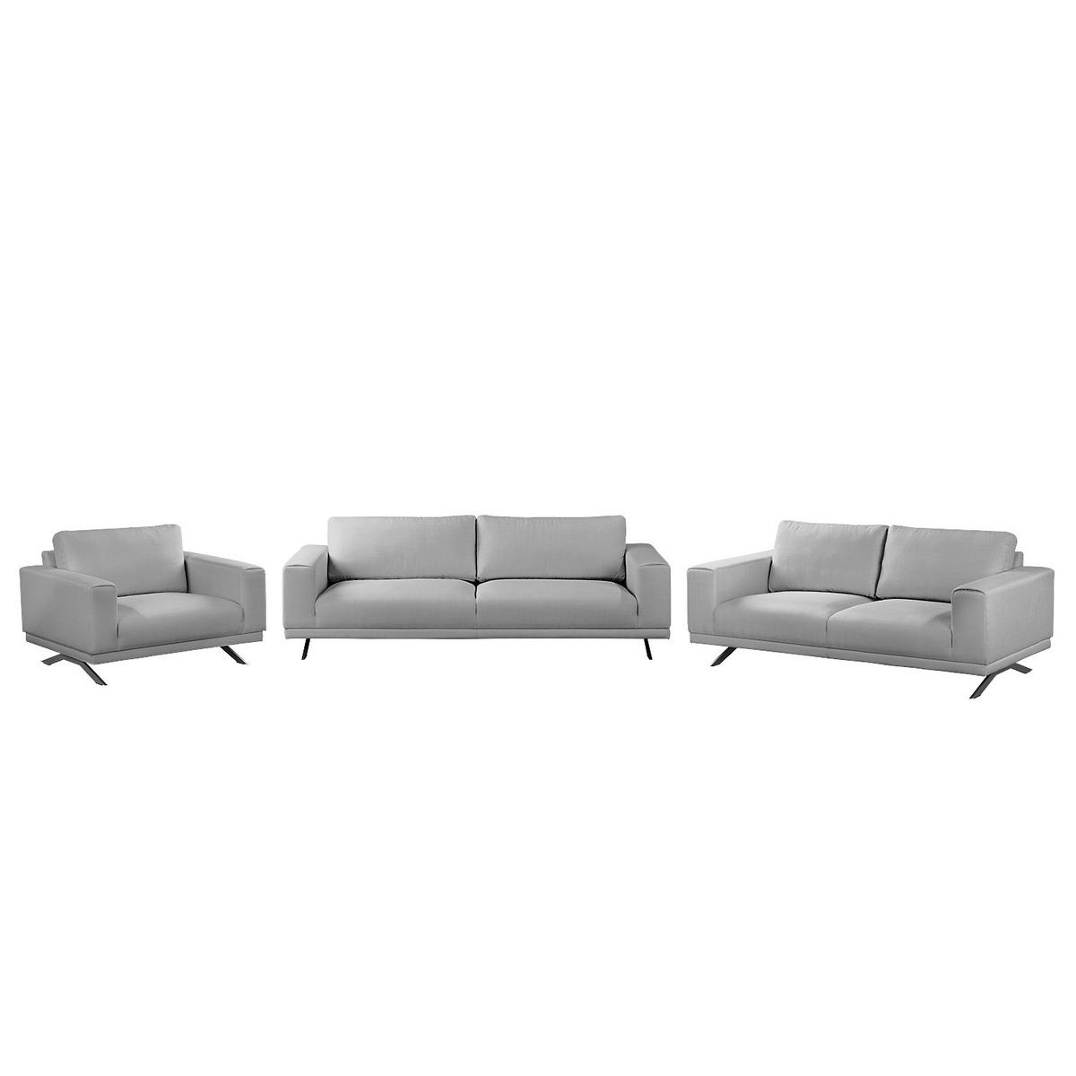 POLSTERGARNITUR (3-2-1) - Strukturstoff - Hellgrau, Textil (1/1/1cm) - home24