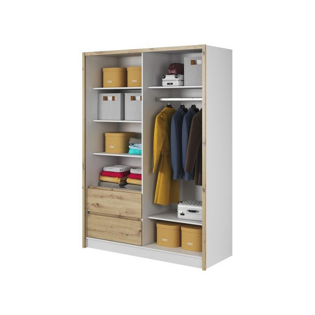 KLEIDERSCHRANK – SARA 150 – 154 cm – Sara – Eiche - Eiche Artisan, Holzwerkstoff (154/214/62cm) - hi-markt