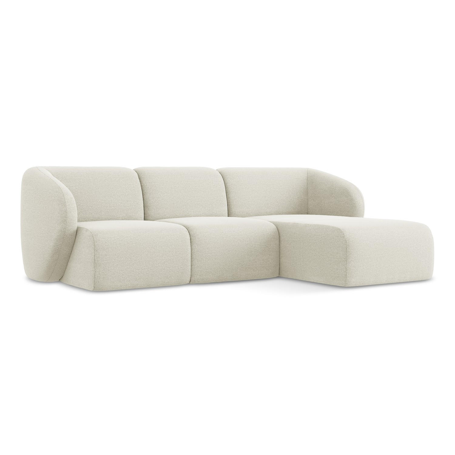 ECKSOFA Rechts Bouclé Stoff Beige - Sandfarben/Schwarz, Holzwerkstoff/Kunststoff (248/166cm) - LaMiaSofa