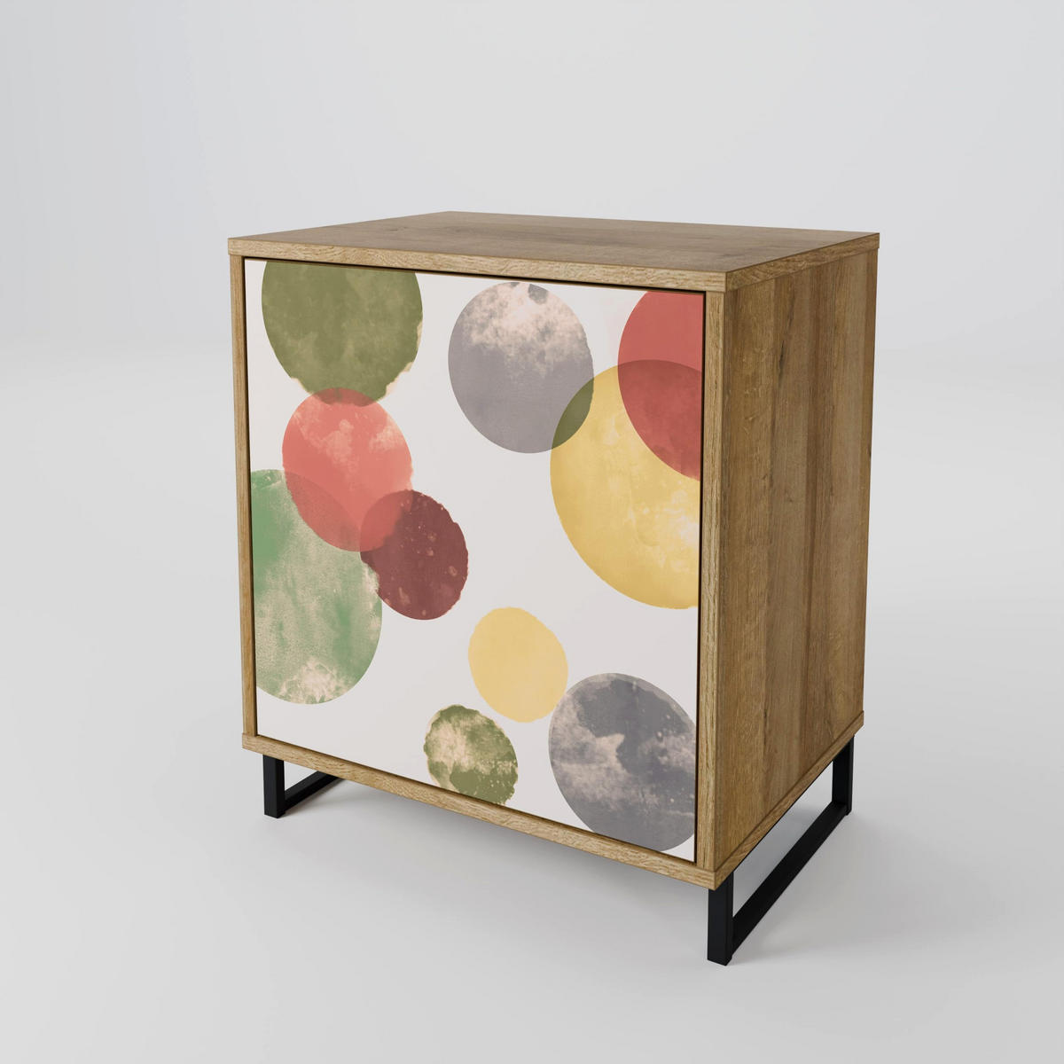 SIDEBOARD FLEETING HAPPINESS, Eichefarben, 57,5x42x75,5 cm, Goldfarbene Metallfüße - Eichefarben/Goldfarben, Holzwerkstoff/Metall (57.5/75.5/42cm) - SpaceRebels