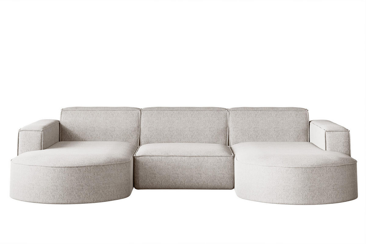 ECKSOFA U-Form MODENA STUDIO Stoff Verita Beige - Beige, Holz (165/299cm) - Kaiser Möbel