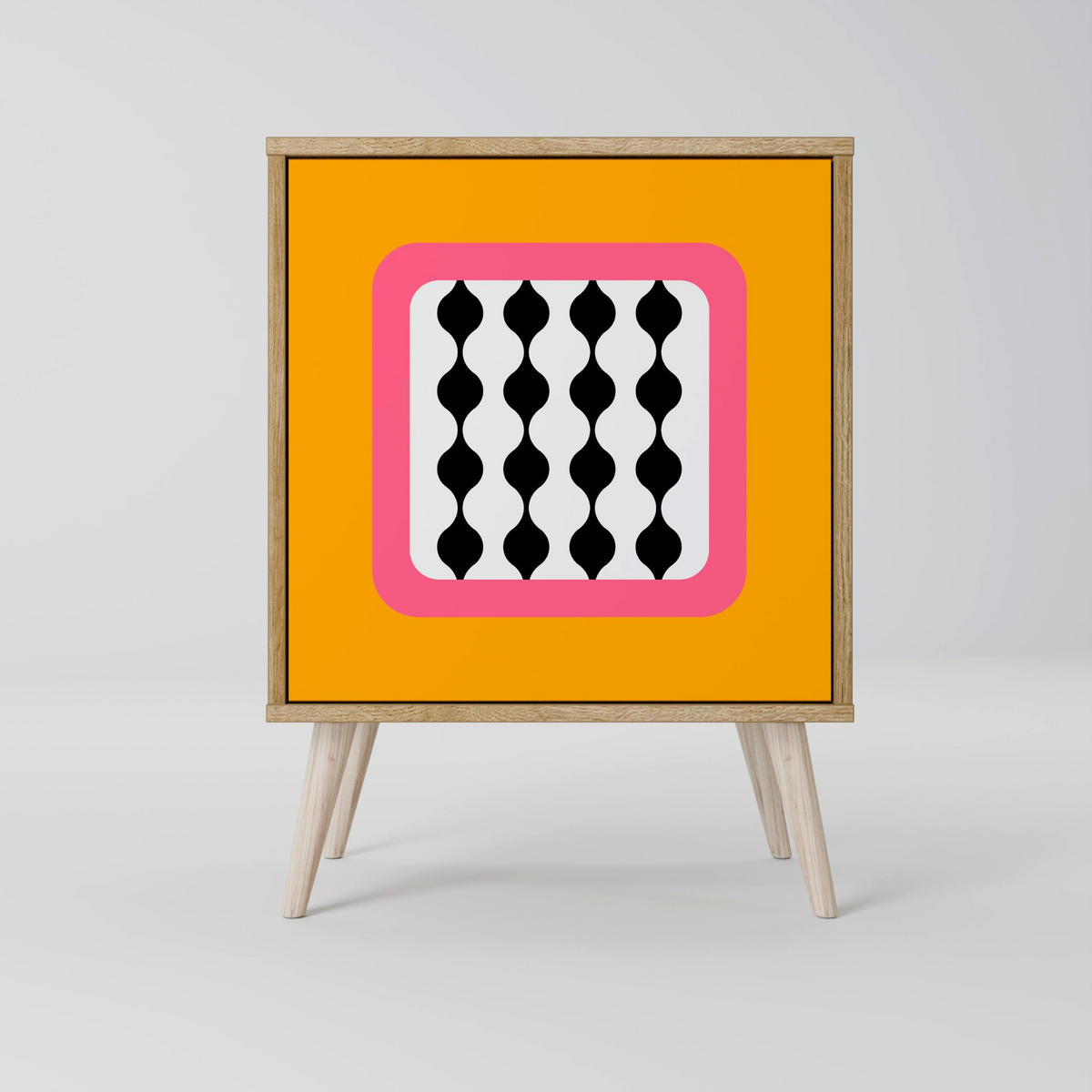 SIDEBOARD TEARS IN HEAVEN, Grau, 57,5x42x77,5 cm, Schräge Buchenholzfüße - Buchefarben/Multicolor, Holzwerkstoff/Buchenholz (57.5/77.5/42cm) - SpaceRebels