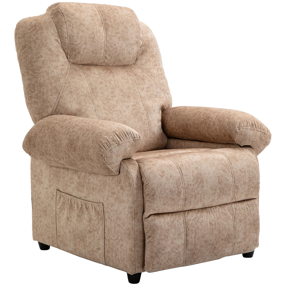RELAXSESSEL,MANUELL Stoff ausziehbare Fußstütze Seitentasche,beige - Beige, Textil (91/108/88cm) - Vallsero