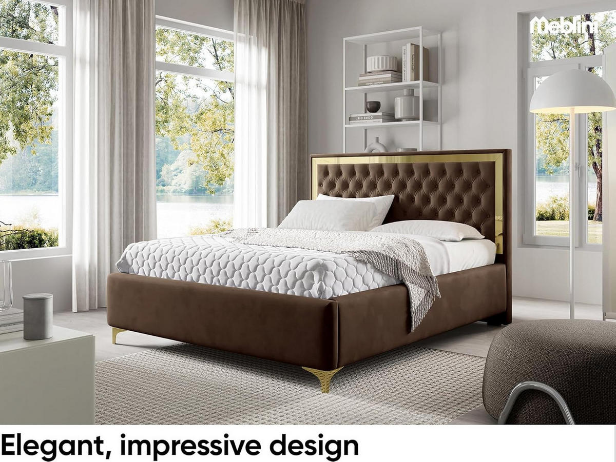 POLSTERBETT ARONA - Braun, Textil (120/200cm) - Meblini