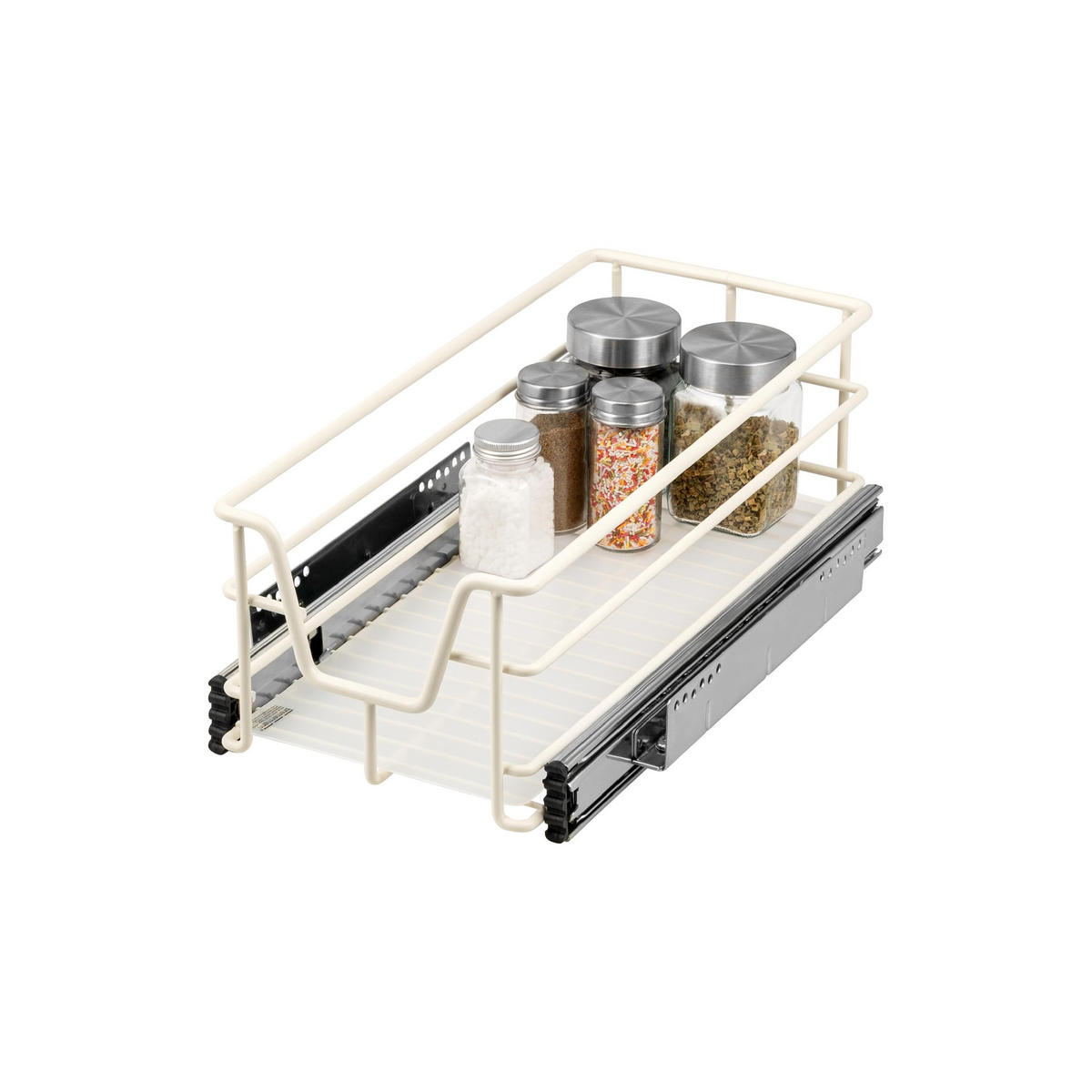 TELESKOPSCHUBLADE für 30 cm Schrank mit Einlegeboden, Metall, cremeweiß - Creme, Metall (27/14/44cm) - bremermann