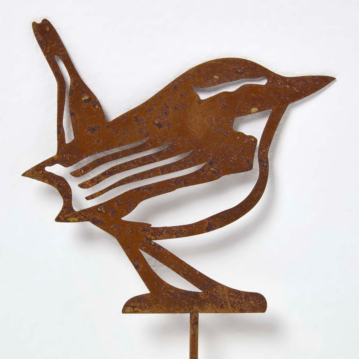 GARTENSTECKER Metall – Rostoptik Gartenfigur Zaunkönig 2er-Set - Braun, Metall (37cm) - Homescapes