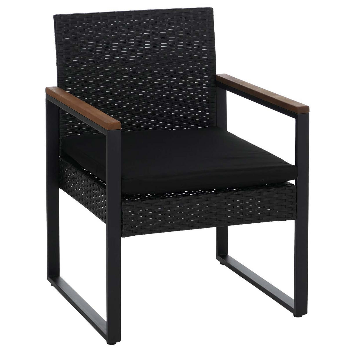 LOUNGE-SET Garten 2x Stuhl Schwarz Polster Schwarz - Schwarz, Metall - PROREGAL
