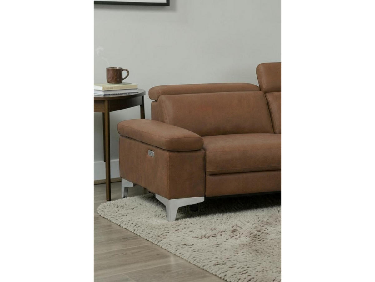3-SITZER Sofa Talisman Echtleder Cognacbraun - Cognac, Leder/Metall (216/80/100cm)