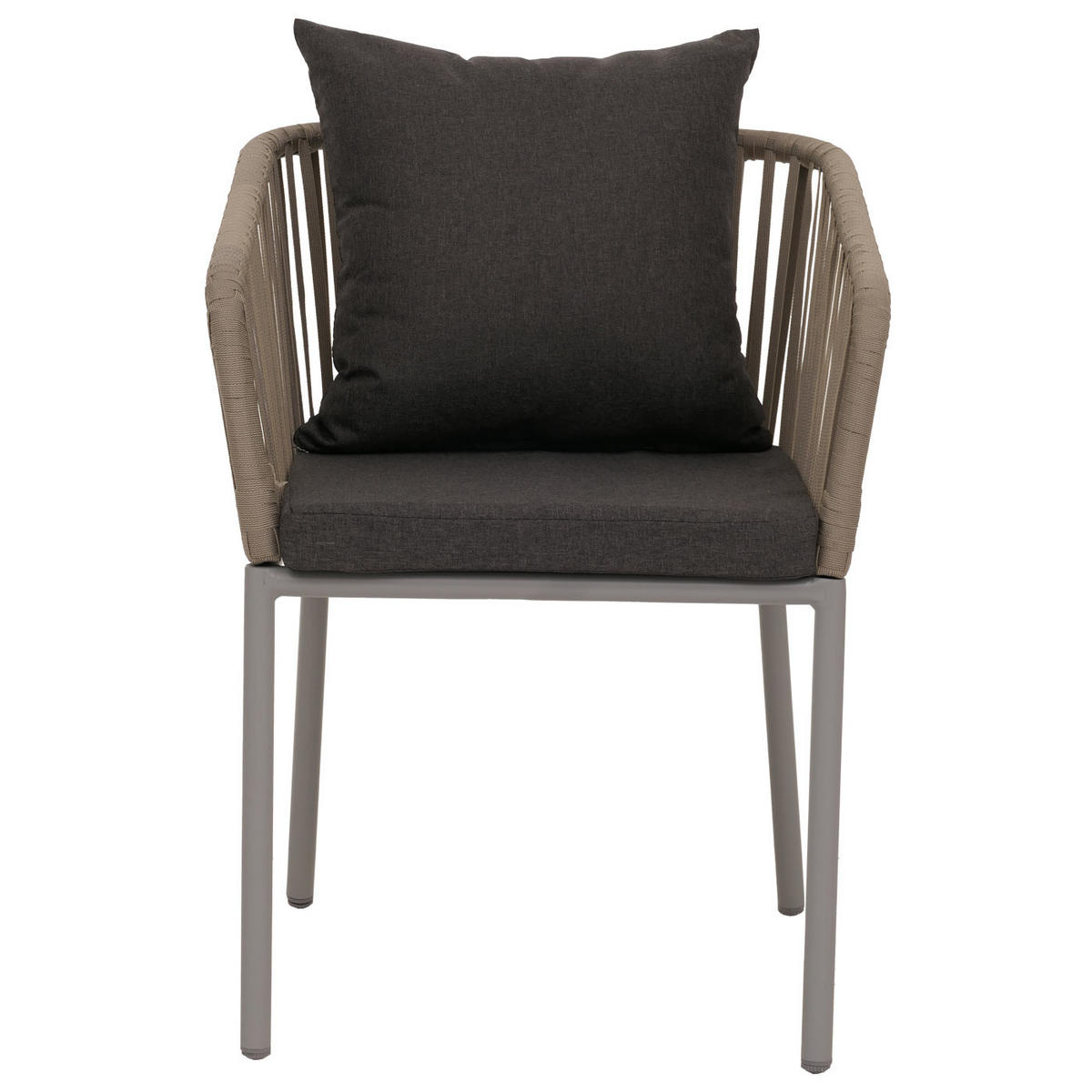 GARTENSTUHL 2er-Set 75x55x55cm wetterfest Aluminium Seilgeflecht Rope Grau - Dunkelgrau, Metall (55/75/55cm) - PROREGAL