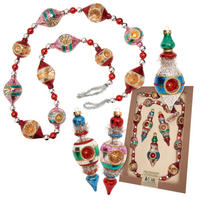 CHRISTBAUMSCHMUCK Girlande Reflekorformen Nostalgie Mehrfarbig 140cm (Glas / 4 Stk.) - Multicolor, Glas (7/7/140cm) - Krebs Glas Lauscha