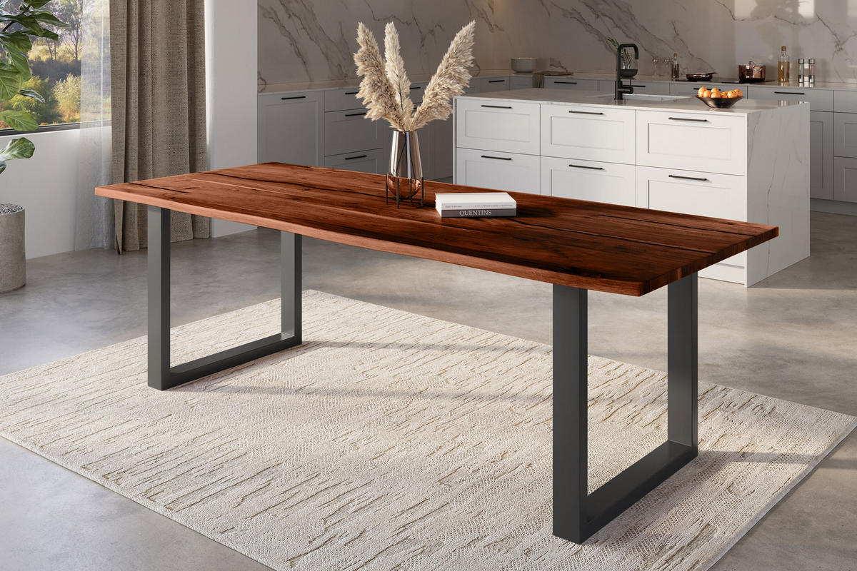 ESSTISCH POLLY - Schwarz/Braun, Holz/Metall (100/300/77cm) - SAM