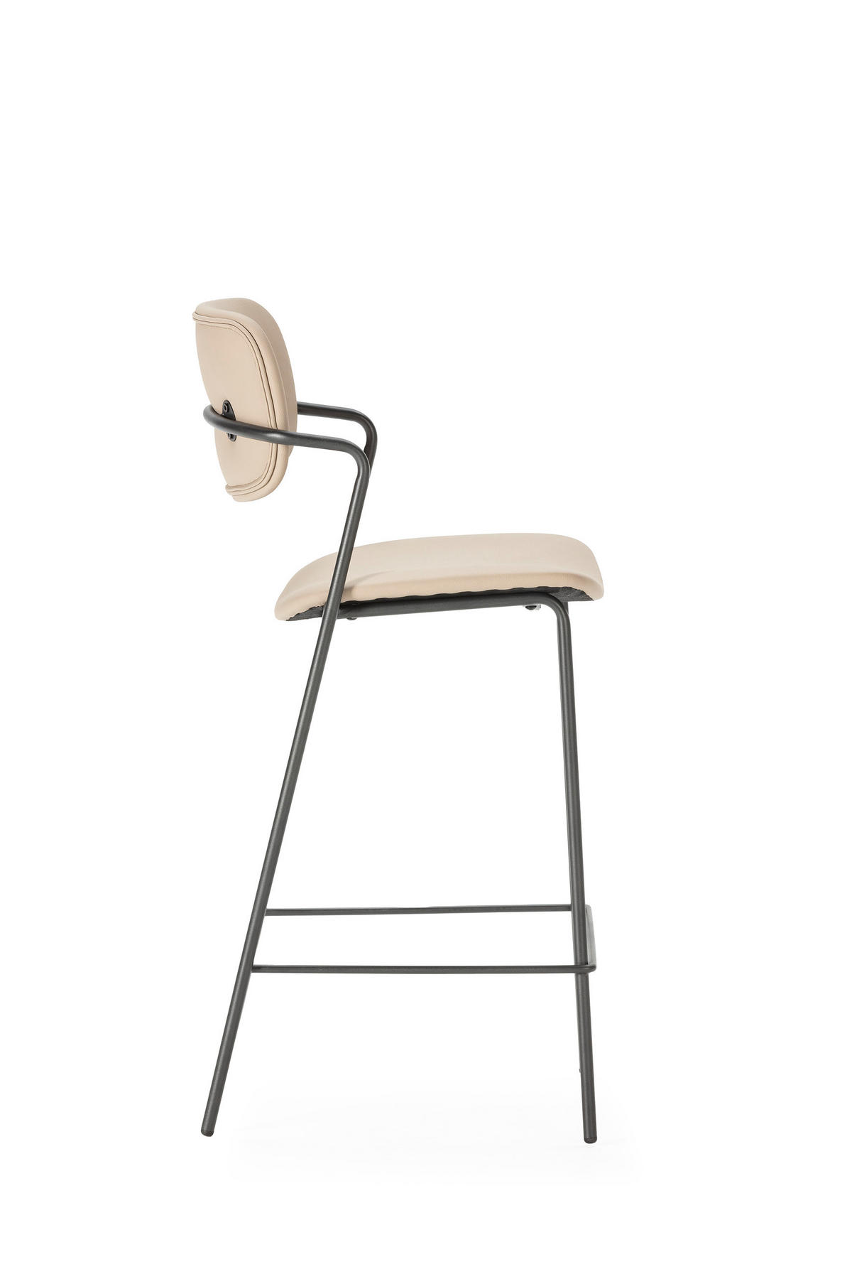 HOCKERN (Set aus 2) mit schwarzen metallbeinen - maika 44/51/66 cm - Beige, Textil (51/66/44cm) - Calicosy