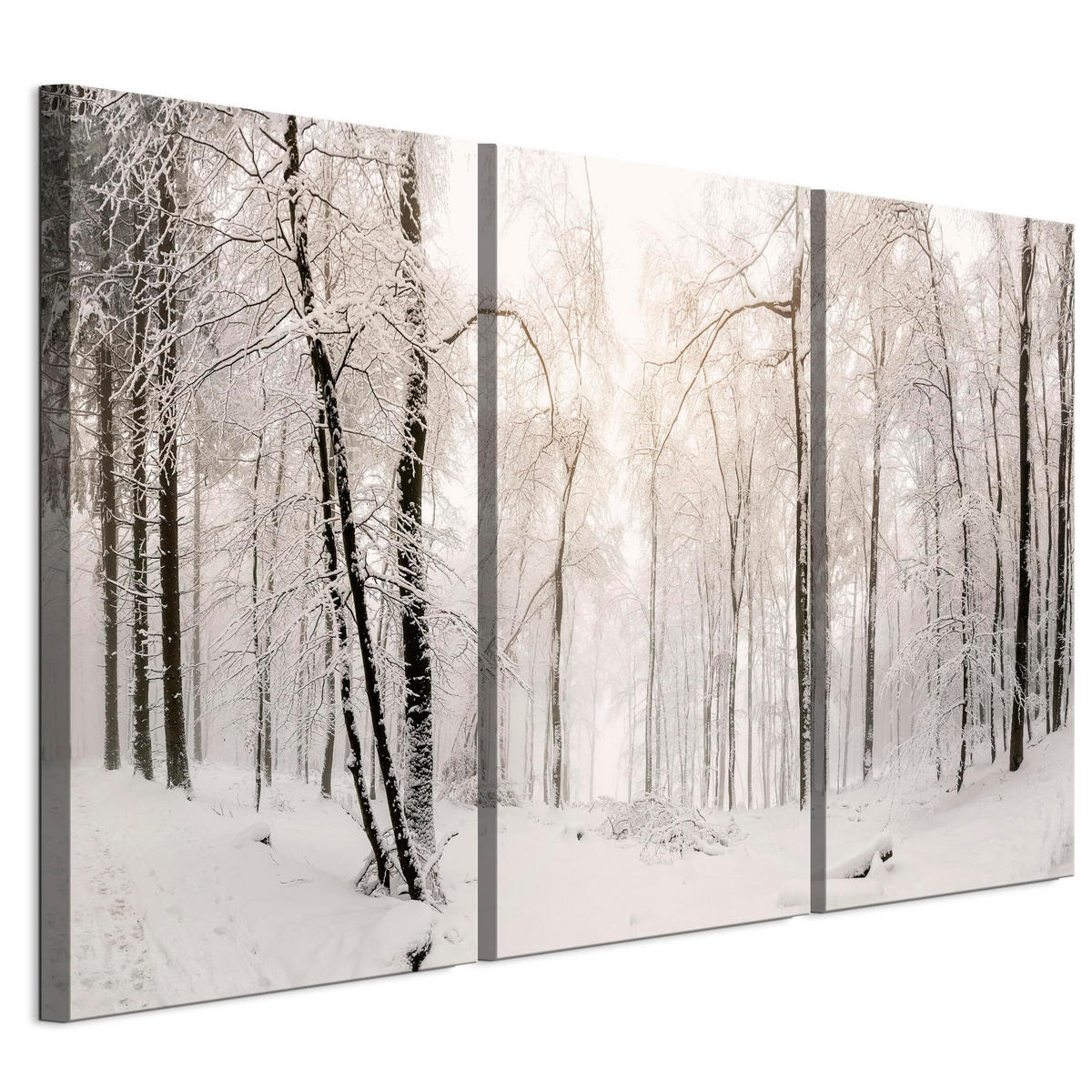 LEINWANDBILD Winter 3-tlg. 90x60 cm - Weiß, Holz (90/60cm) - LUMASOUL