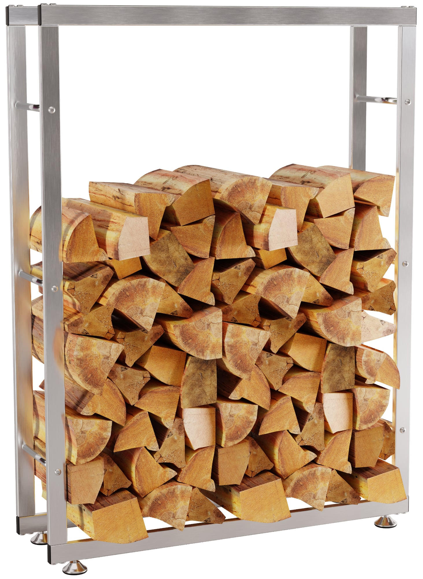 KAMINHOLZREGAL innen Metall SATLO Kaminholzständer Edelstahl 25x80x150 cm - Edelstahlfarben, Metall (150/80/25cm) - DELUKE