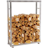 KAMINHOLZREGAL innen Metall SATLO| Edelstahl, 25x80x150cm - Edelstahlfarben, Metall (150/80/25cm) - DELUKE