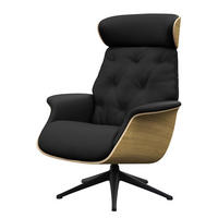 RELAXSESSEL - Echtleder - Schwarz, Leder/Metall (83/112/83cm) - home24