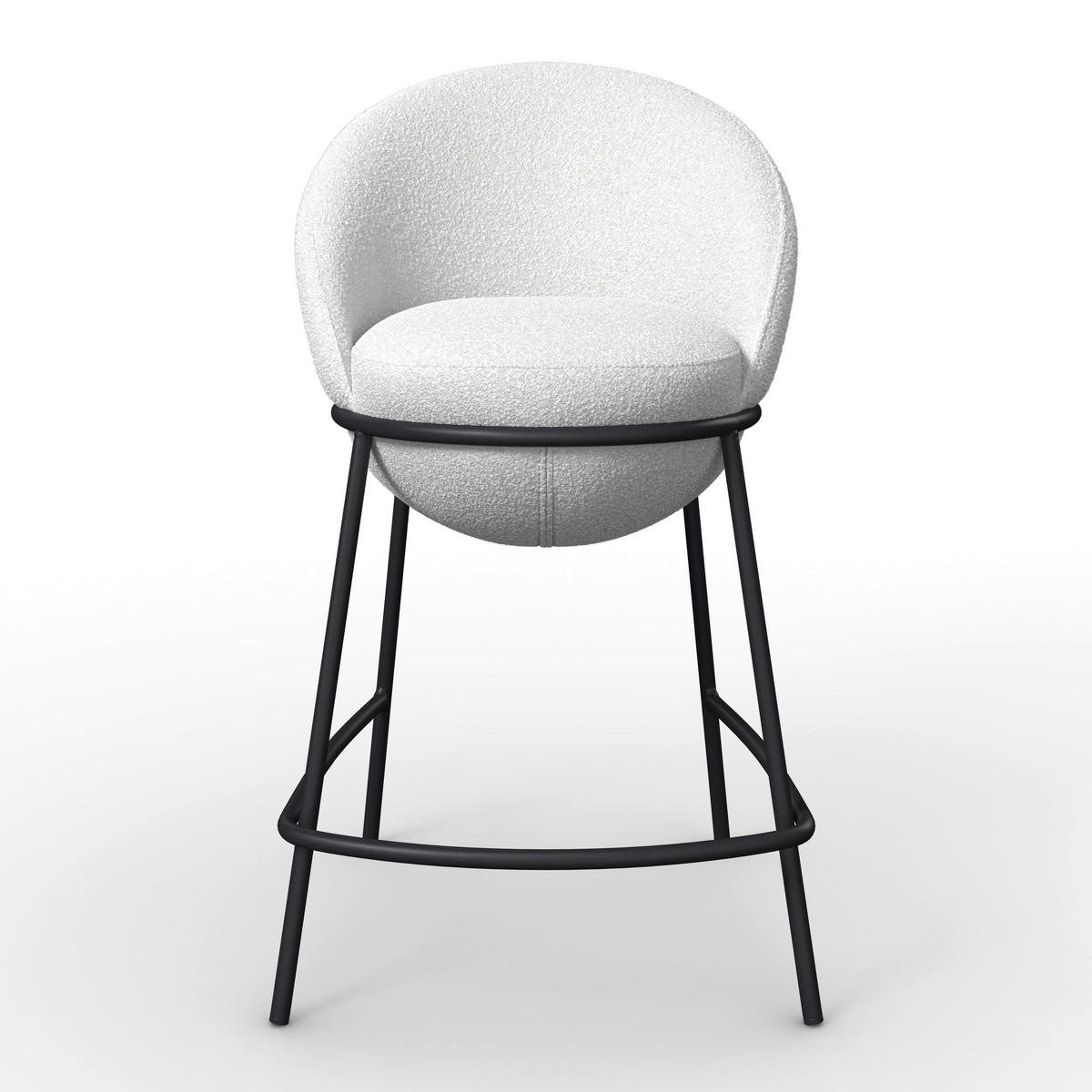 BARHOCKER Zoa Creme Struktur Gepolstert - Creme, Holz (50/110/58cm) - Bessagi Home