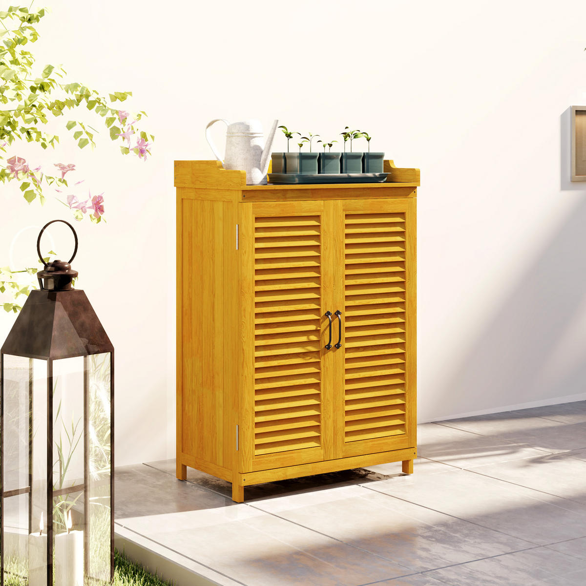 GARTENSCHRANK Holz - Gelb, Holz (40/98.5/65.5cm) - Outsunny