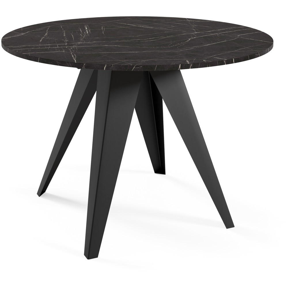 ESSTISCH Gala, Runder Tisch mit Ausziehfunktion, 100-140x100 cm, Schwarz+Black Pietra Grigia - Schwarz, Metall (100/100/76cm) - Beautysofa