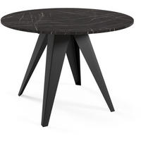 ESSTISCH Gala, Runder Tisch mit Ausziehfunktion, 90-130x90 cm, Schwarz+Black Pietra Grigia - Schwarz, Metall (90/90/76cm) - Beautysofa