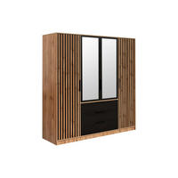 KLEIDERSCHRANK - 196 cm x 58 cm - Holz, Platte - Schwarz, Naturfarben Hell LIRMADA - Schwarz/Naturfarben, Holz (196/200/58cm) - Vente-Unique