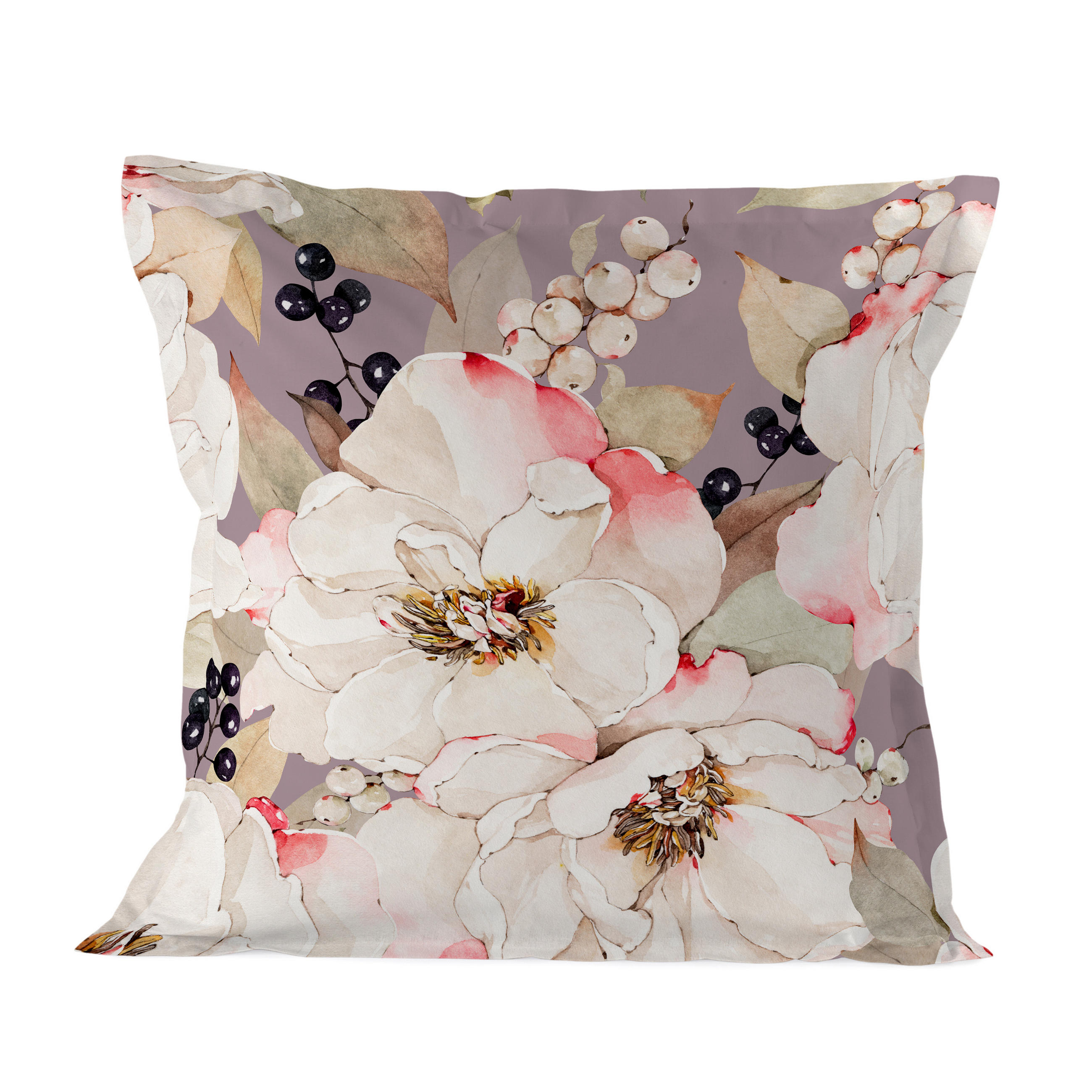 KISSENBEZUG white peonies 80x80 cm mehrfarbig - Multicolor, Textil (80/80cm) - Happy Friday