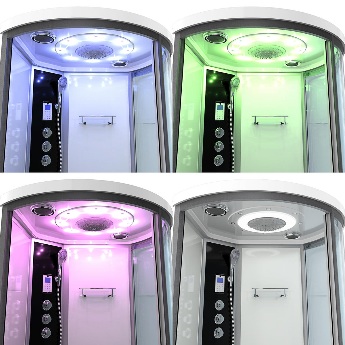 WHIRLPOOL Wanne Duschkabine ws K55-L03-WP-EC 170x1 - Weiß, Glas/Kunststoff (98/220/170cm) - AcquaVapore by Sandra Jentho