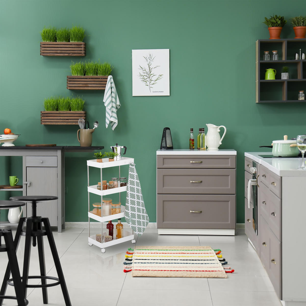 NÁBYTOK do nich - biela, kov/plast (41.5/88/23.5cm) - Relaxdays