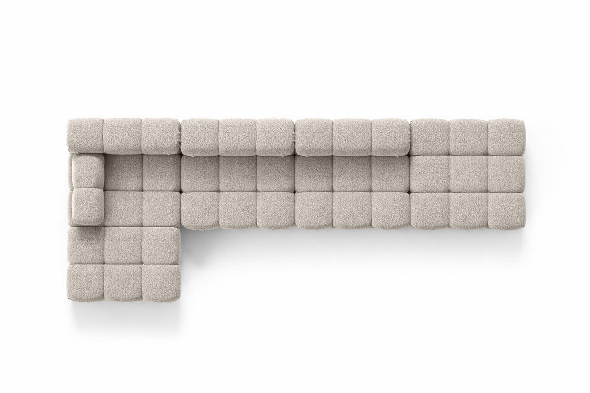 ECKSOFA L-Form XL, Stoff Bouclé Abriamo, Beige, Links, Selia L XL - Beige, Holz (380/160cm) - Kaiser Möbel