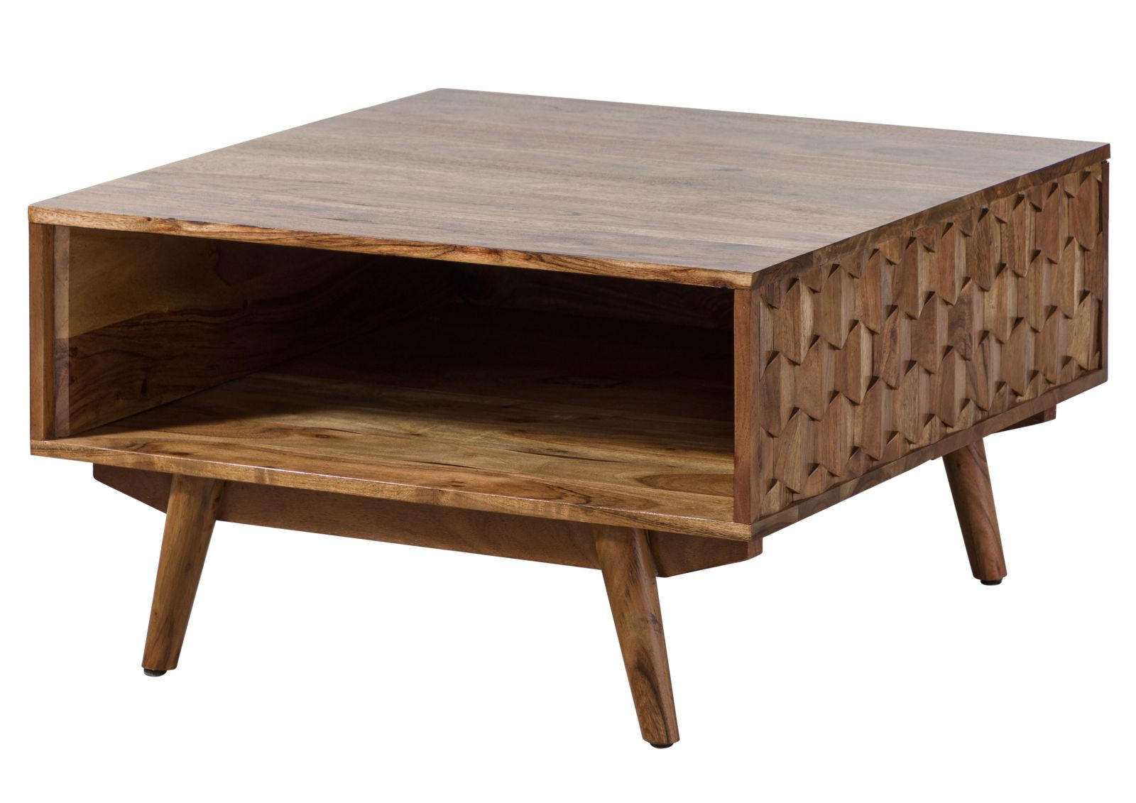 COUCHTISCH Akazie 70x70x40 Akazie natur lackiert MOSAYK #116 - Braun, Holzwerkstoff (70/70/40cm) - Massivmoebel24
