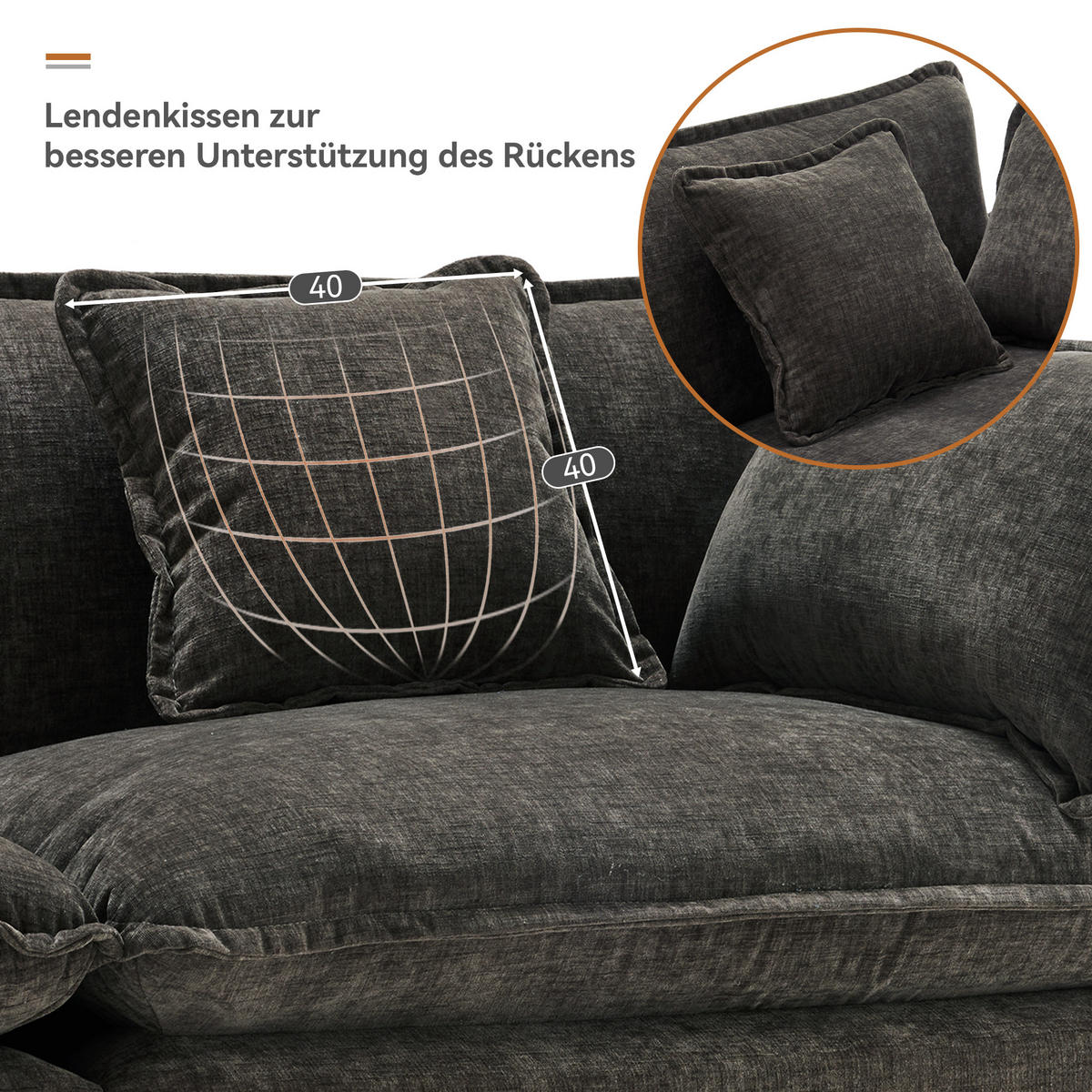 ECKSOFA 283/147/84 cm Dunkelgrau mit 1 Fußhocker - Dunkelgrau, Textil (283/147cm) - Oxeza