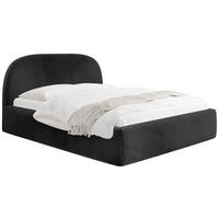 POLSTERBETT Puro mit Bettkasten, Schwarz Samt 120 x 200 cm – mit Metall-Lattenrost - Schwarz Hochglanz/Birkefarben, Kunststoff/Textil (120/200cm) - WFL GROUP