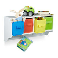 WANDREGAL Kinder - Weiß, Holzwerkstoff/Textil (61/28/16cm) - Relaxdays