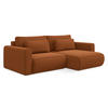 ECKSOFA mit Schlaffunktion Samt Stoff Orange - Terra cotta/Schwarz, Kunststoff/Textil (240/149cm) - Makamii