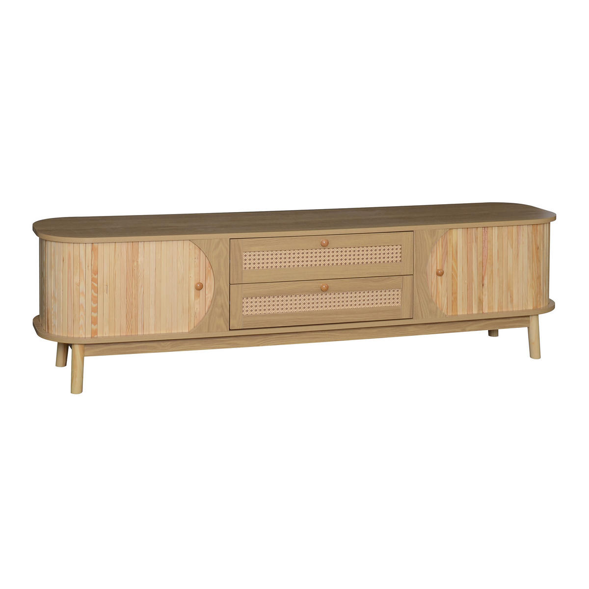 TV-LOWBOARD Rattan Holzoptik Landhaus - Naturfarben, Holz (170/46/39.5cm) - Fortuna Lai