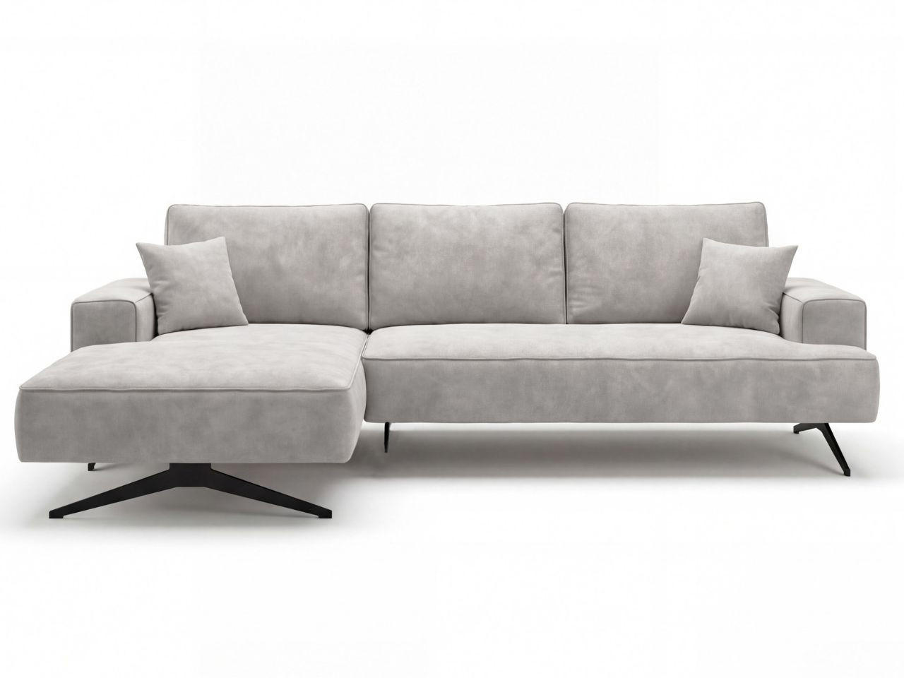 ECKSOFA Leto Grau Links - Schwarz/Grau, Holz/Textil (260/165cm) - Graingold