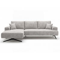 ECKSOFA Leto Grau Links - Schwarz/Grau, Holz/Textil (260/165cm) - Graingold