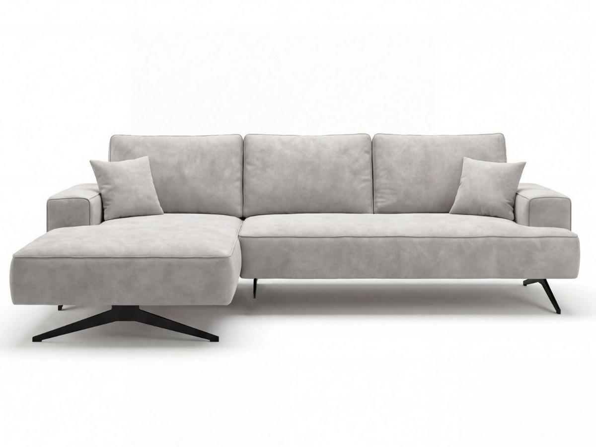 ECKSOFA Leto Grau Links - Schwarz/Grau, Holz/Textil (260/165cm) - Graingold