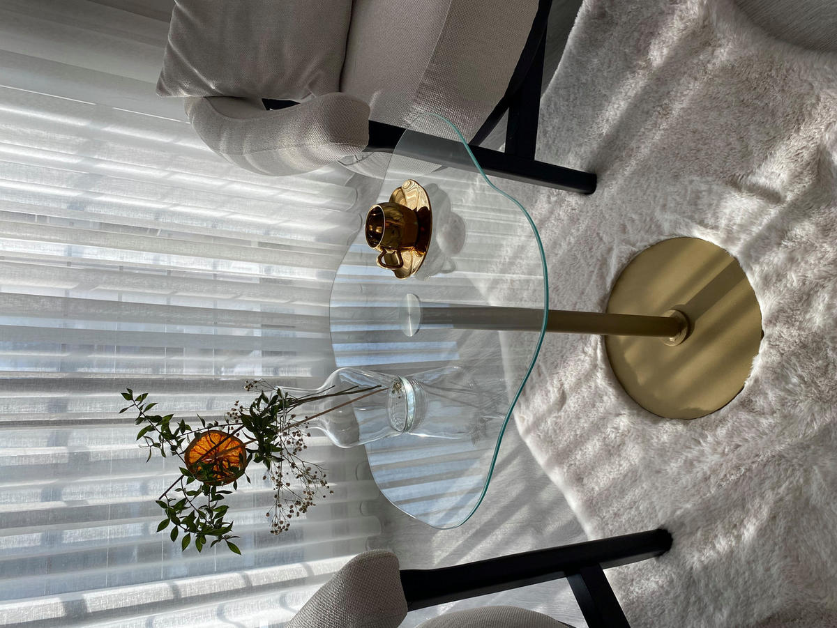 BEISTELLTISCH Royale mit Goldfuß und Glasplatte - Goldfarben, Holzwerkstoff/Metall (50/50/50cm) - moebel17