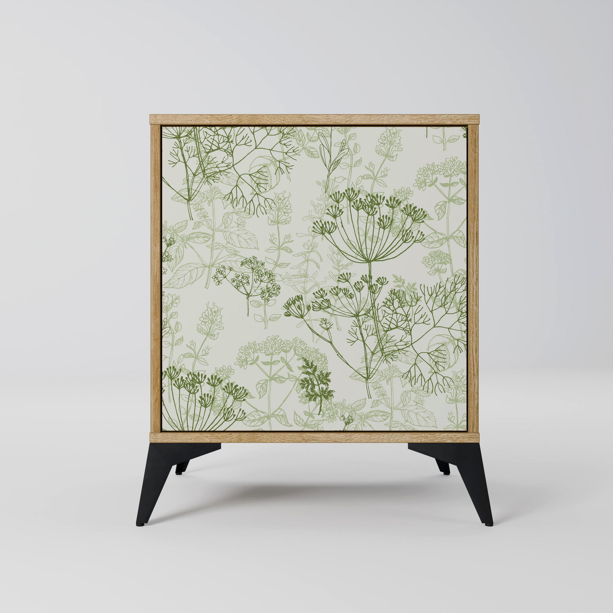 SIDEBOARD FENNEL BALDACHIN, Eichefarben, 57,5x42x70,5 cm, Schwarze Metall-Sternfüße - Eichefarben/Multicolor, Holzwerkstoff/Metall (57.5/70.5/42cm) - SpaceRebels