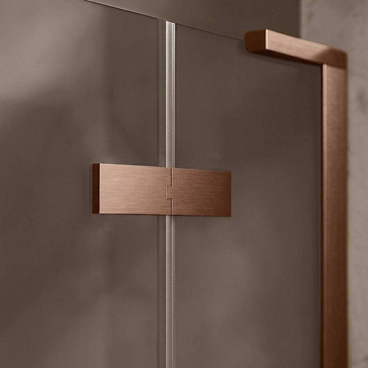 DUSCHKABINE Rea Hugo Double 80x80 Copper Brush - Kupferfarben, Glas (80/80/200.5cm) - REA