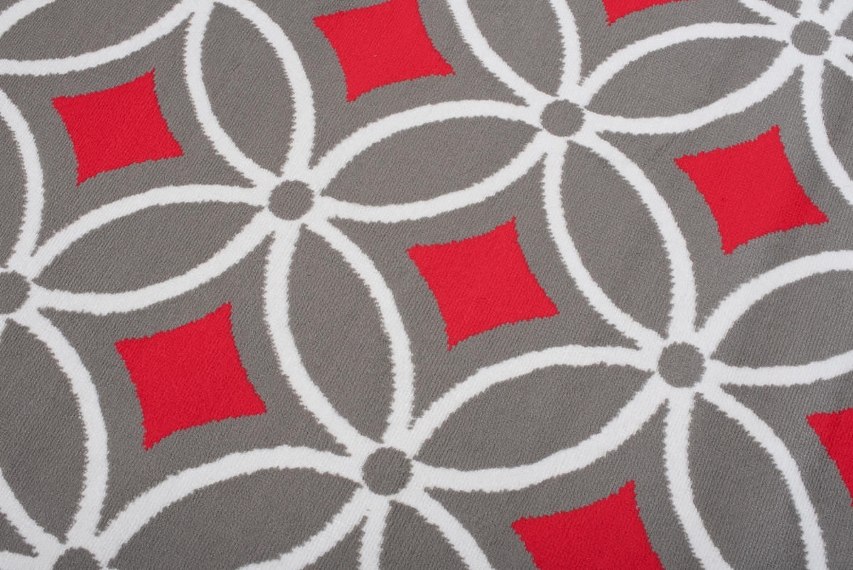TEPPICH MAYA Rot Geometrisch Mosaik Karo 130/190 cm - Rot, Textil (130/190cm) - Tapiso