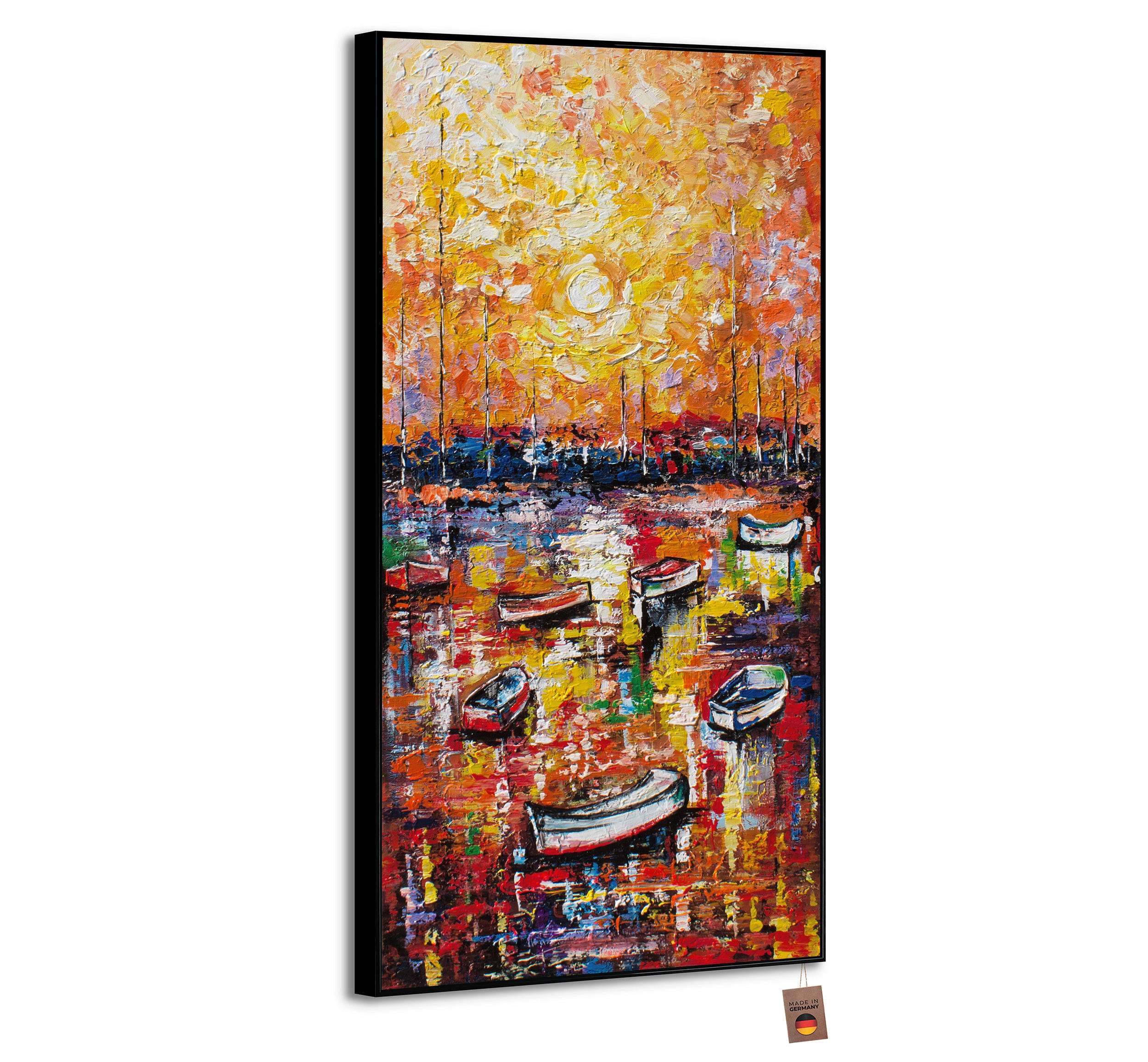GEMÄLDE Hafen Schattenfugenrahmen Schwarz 120x60 cm - Schwarz, Holz (120/60cm) - YS-art gallery