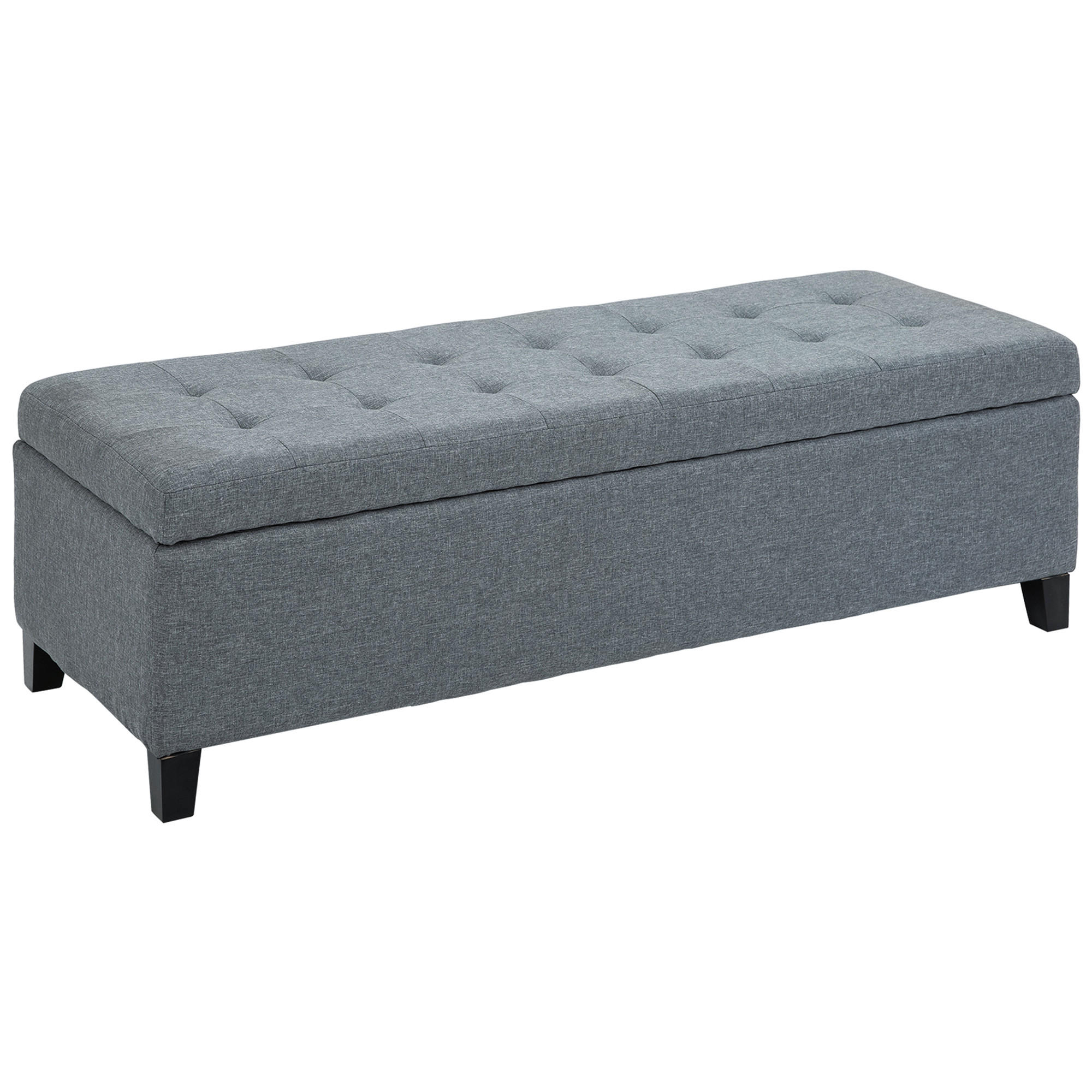 SITZBANK, Polsterbank mit Stauraum, Grau - Grau, Kunststoff (49/41.5/125cm) - HOMCOM