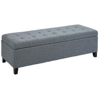 SITZBANK, Polsterbank mit Stauraum, Bettbank mit Deckel, Leinenoptik, Grau - Grau, Kunststoff (49/41.5/125cm) - HOMCOM