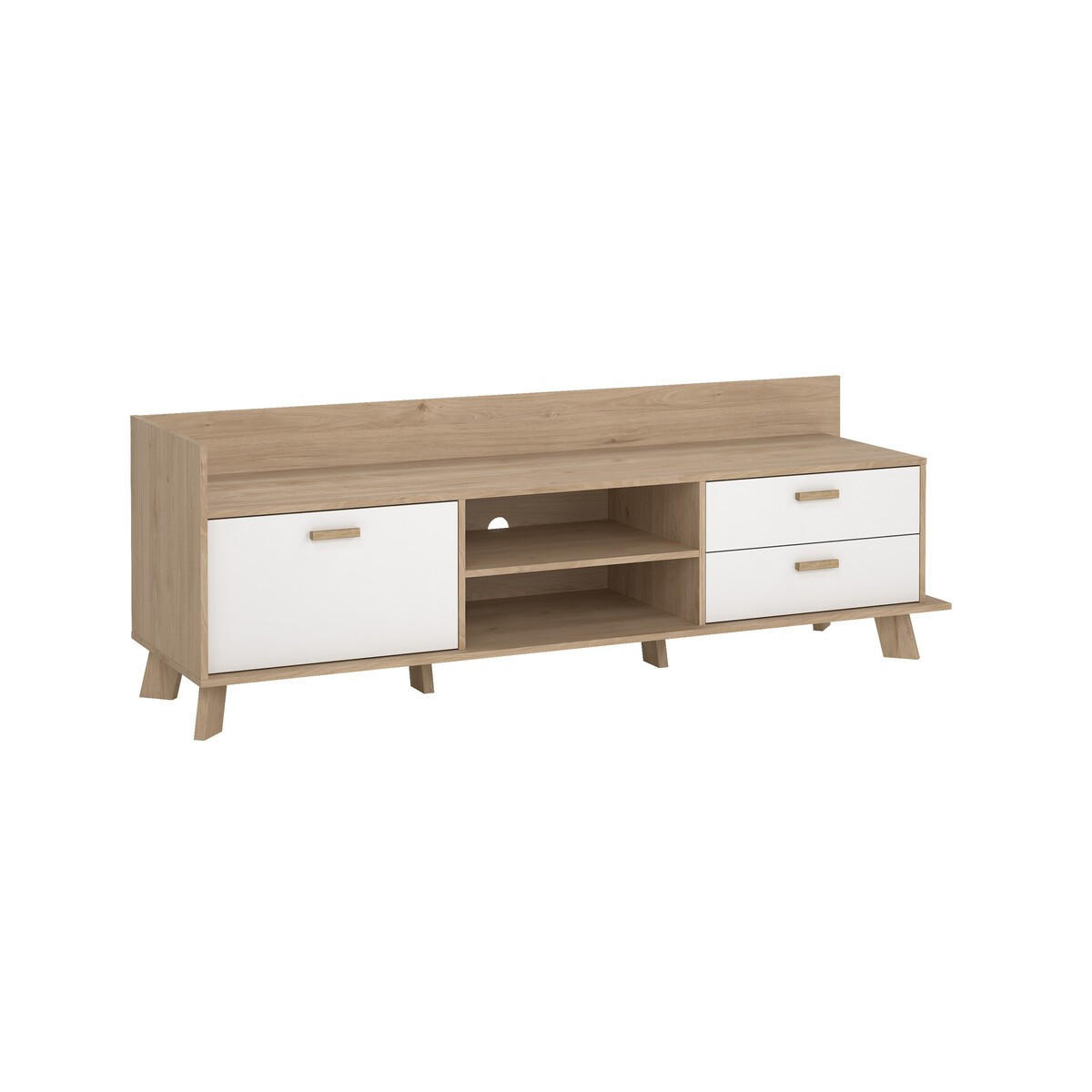 46. TV-MÖBEL mit 2 Türen, 1 Schublade, 2 Fächer storm 181,9/51,2/61,6 cm - Weiß, Holzwerkstoff (51.2/61.6/181.9cm) - Calicosy